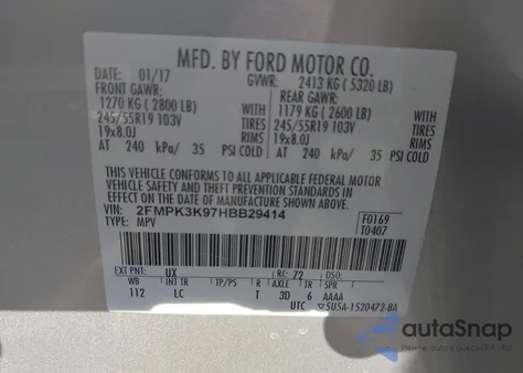 2017 Ford Edge Titanium из США, поврежденный, VIN 2FMPK3K97HBB29414